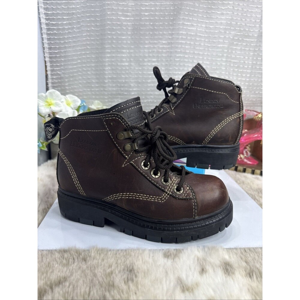 (F)VTG London Underground women's,Sz 7.5M Braum Gothic Punk Lace-Up Combat Boots